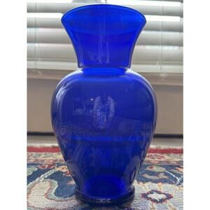 Transparent Cobalt Blue Glass Vase, 9"‎ Bouquet Centerpiece